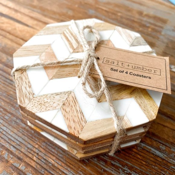 Salt + Umber Coasters Set of 4 - Picture 1 of 1